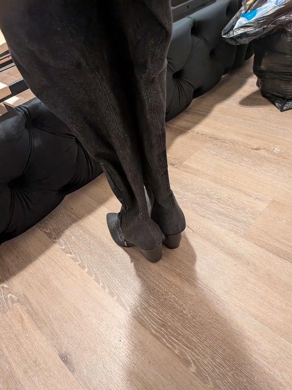 Women's Black Suede Knee-High Heeled Boots size 7